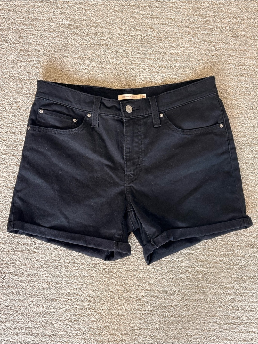 Levi Classic Black Denim Shorts - Black - Picture 2 of 4